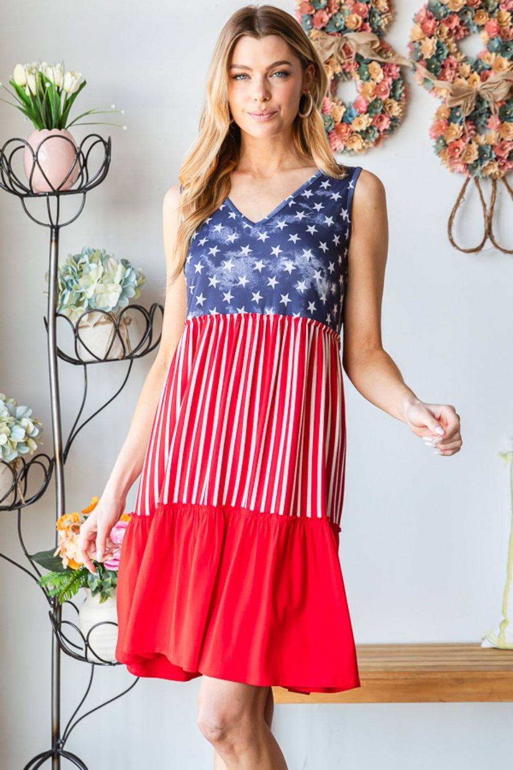 Heimish US Flag Contrast Tank Dress