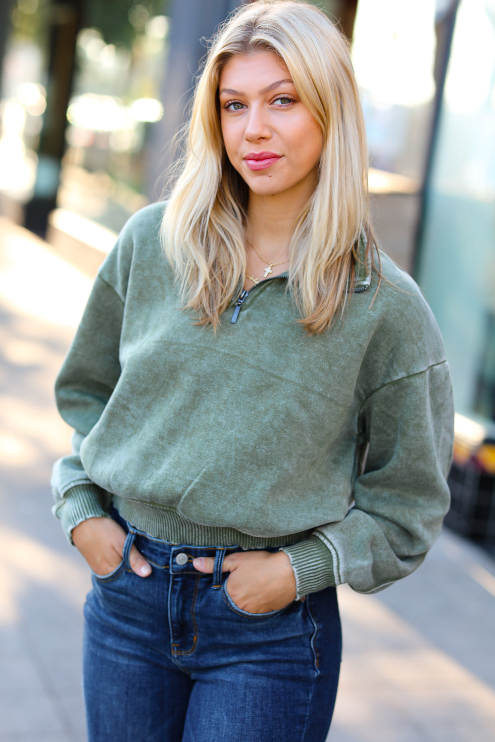 zenana Kristin Pocket Sweater Top in Black - Marlee Janes