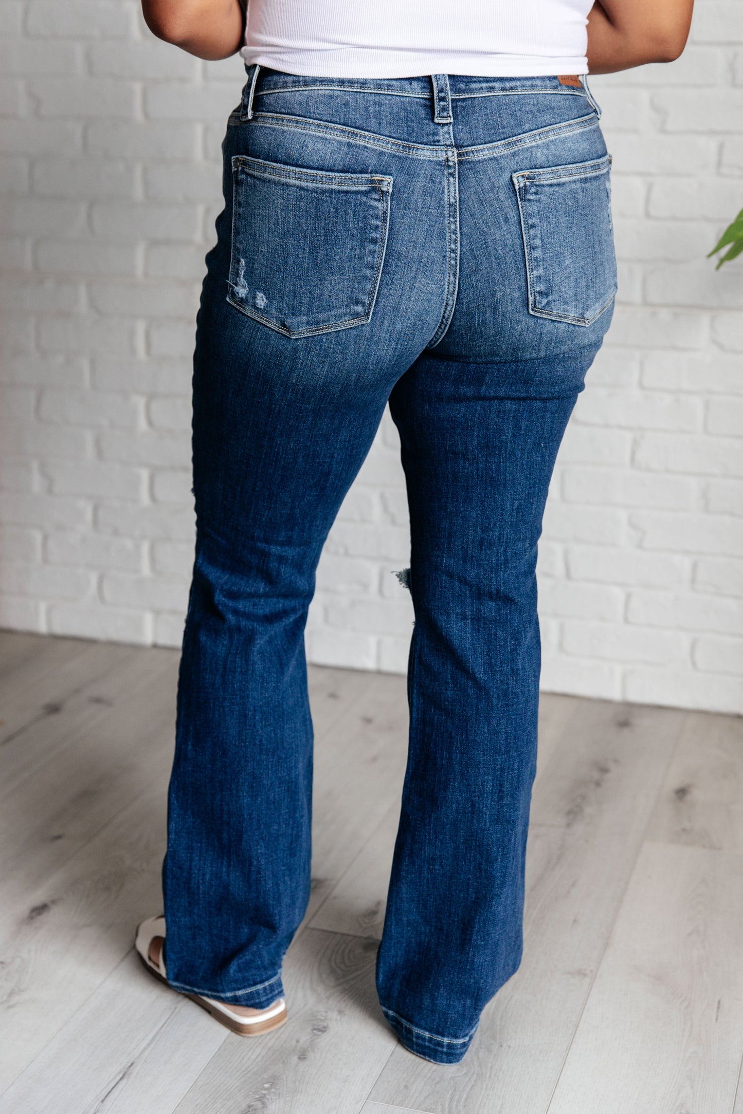 Judy Blue Mila Mid Rise Distressed Bootcut Denim Jeans