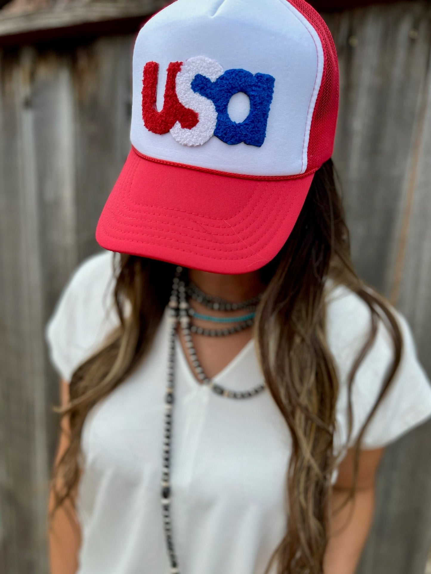 USA Chenille Patch Trucker Cap Hat