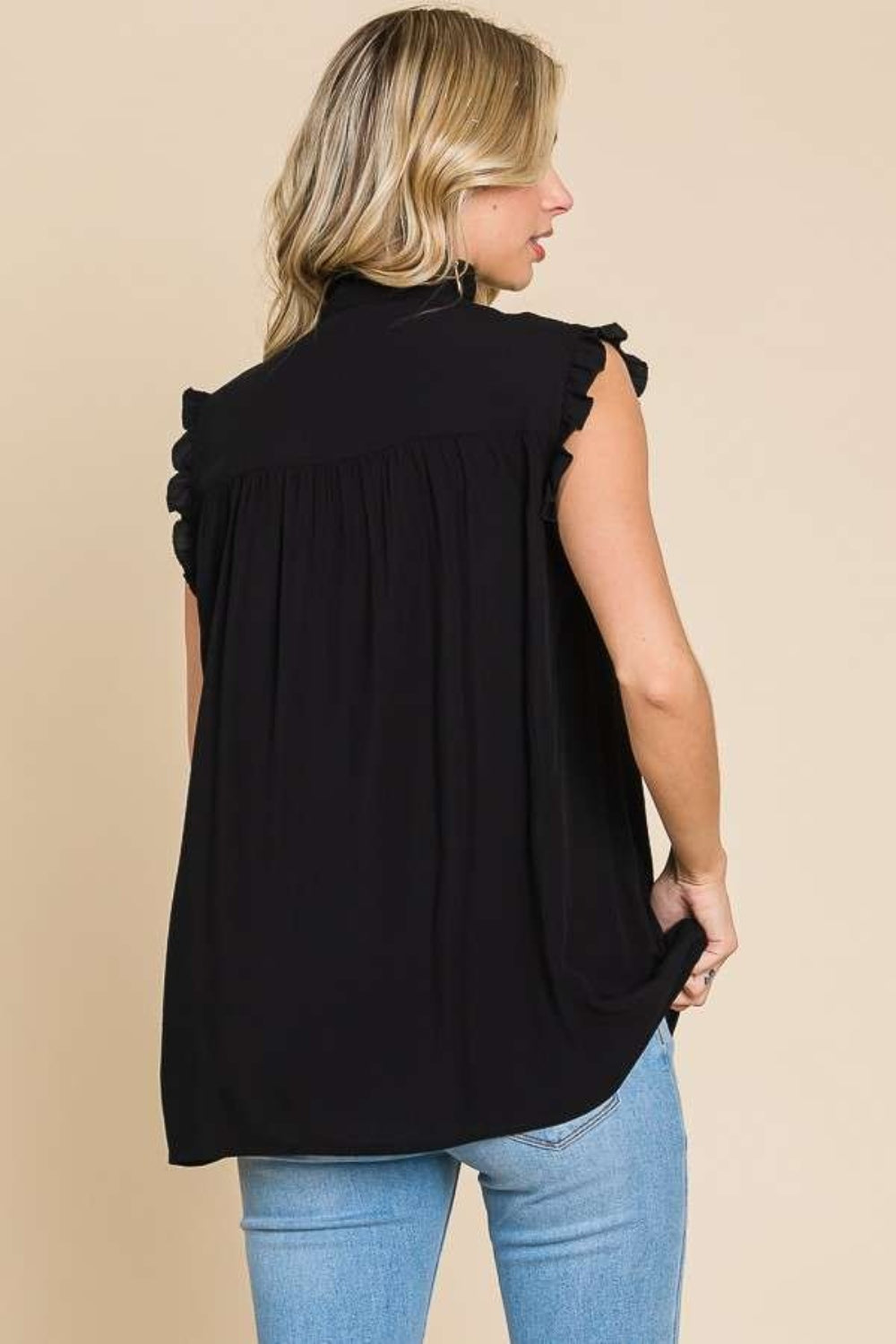 Culture Code Frill Edge Smocked Sleeveless Top