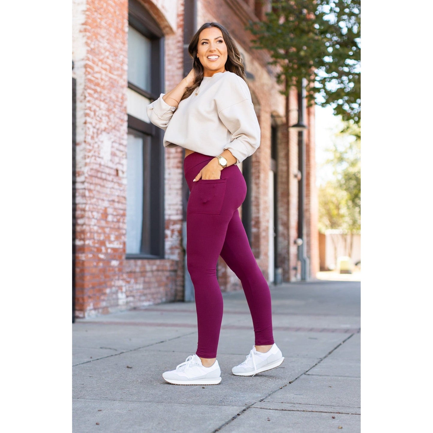 Maroon Full-Length + Pocket  - Luxe Leggings