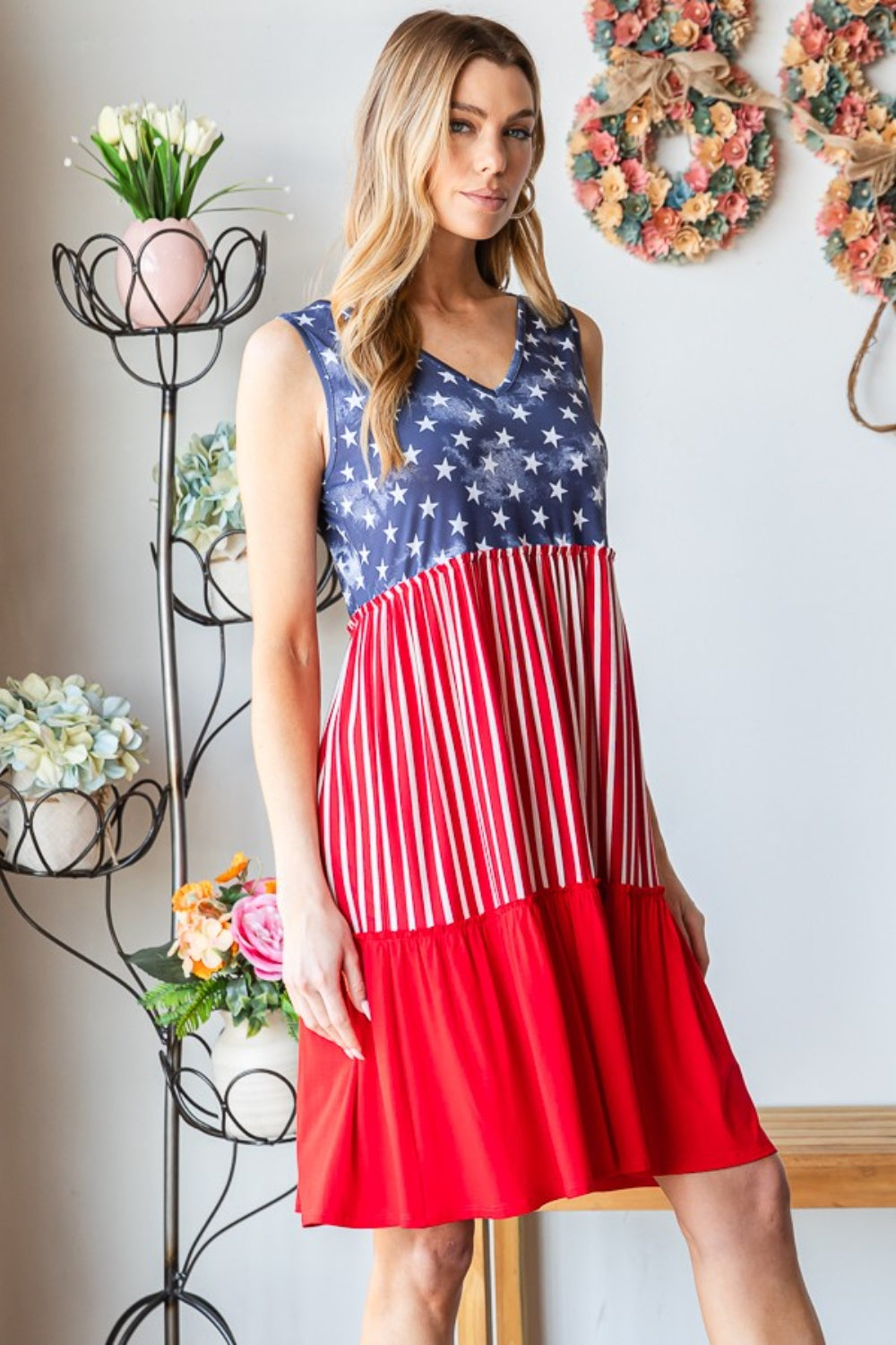Heimish US Flag Contrast Tank Dress
