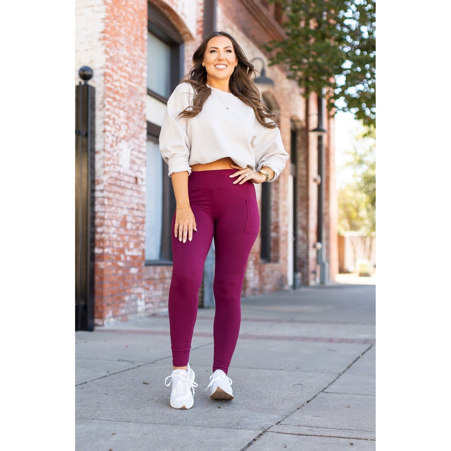 Maroon Full-Length + Pocket  - Luxe Leggings