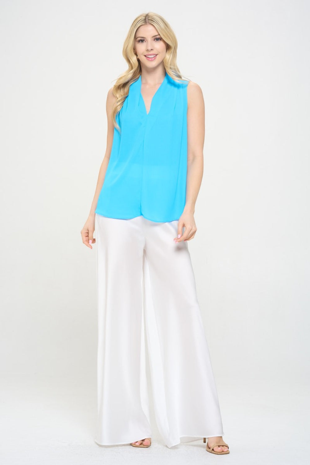 RENEE C Draped V-Neck Sleeveless Top 🇺🇸