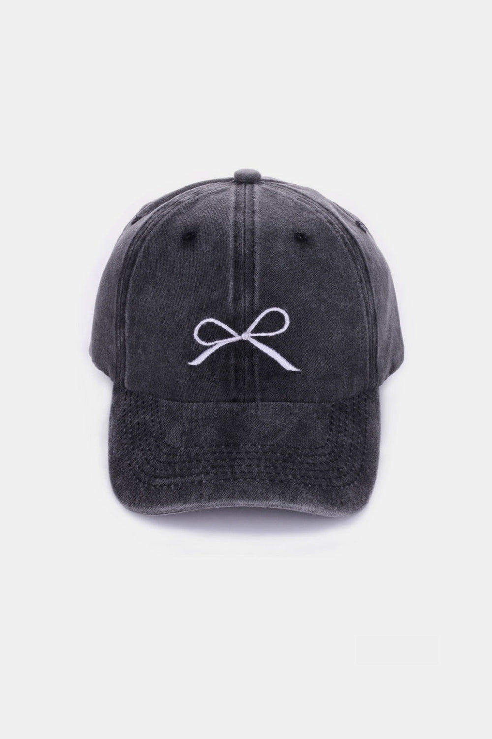 Zenana Bow Embroidered Washed Cotton Baseball Hat - 9 color options