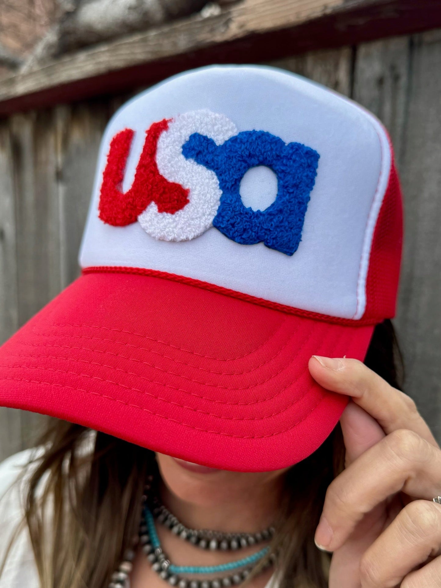 USA Chenille Patch Trucker Cap Hat