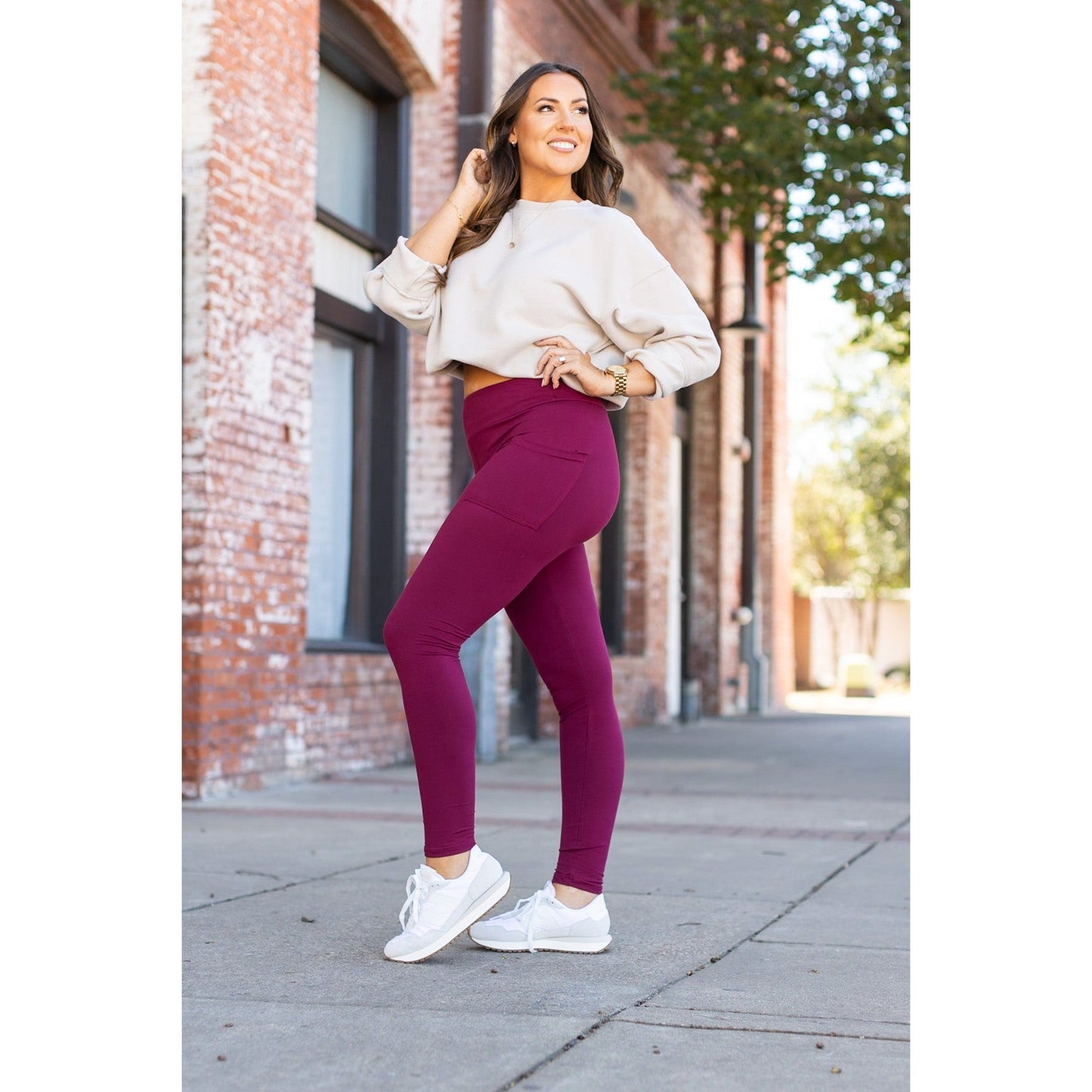 Maroon Full-Length + Pocket  - Luxe Leggings