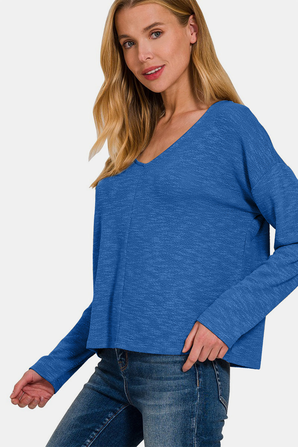 Zenana Dropped Shoulder Long Sleeve Top