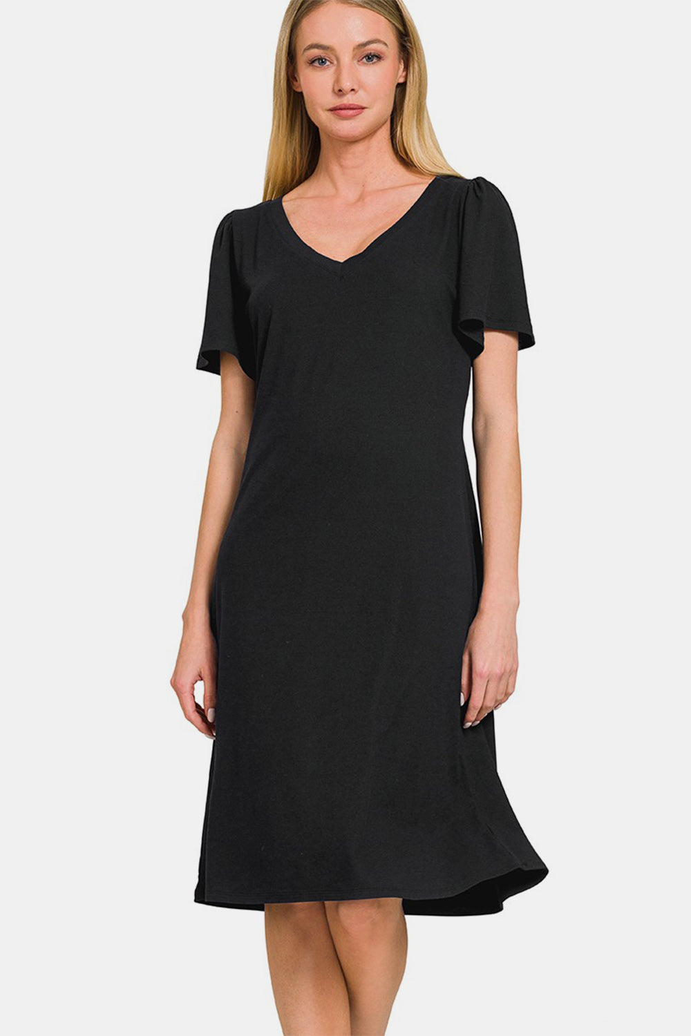 Zenana V-Neck Short Sleeve Dress