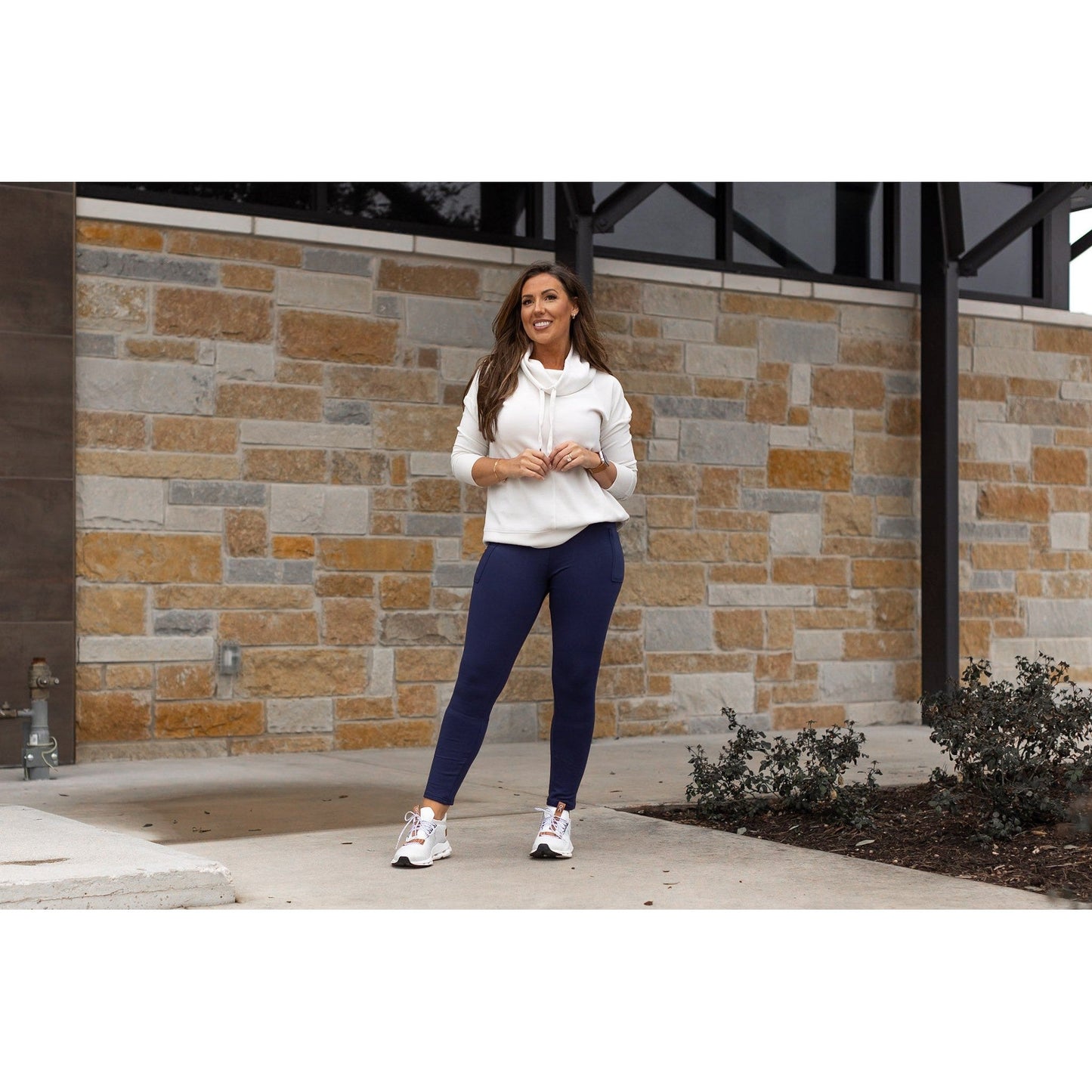 Navy FLEECE Full Length + Pocket - Luxe Leggings