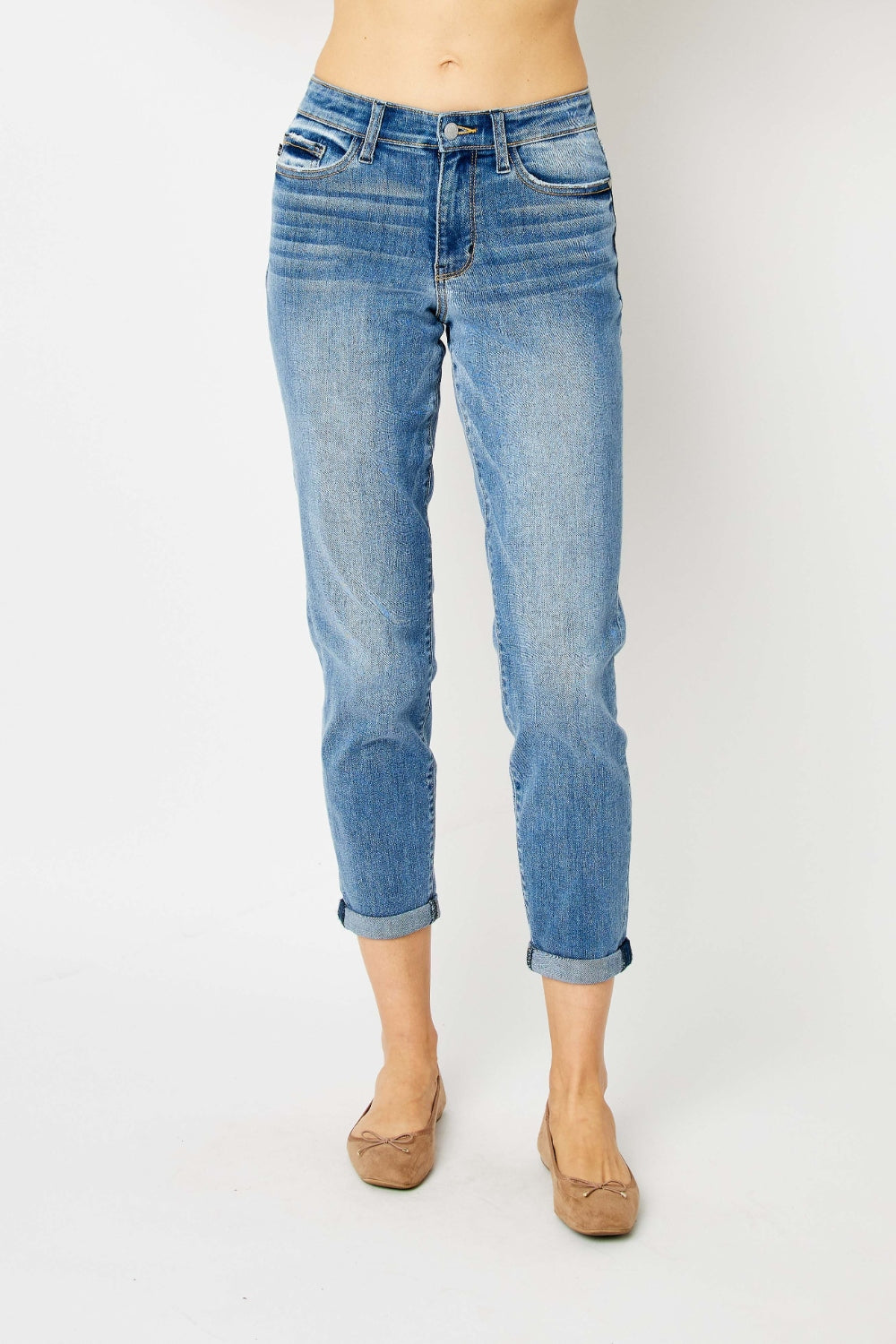 Judy Blue Cuffed Hem Slim Denim Jeans