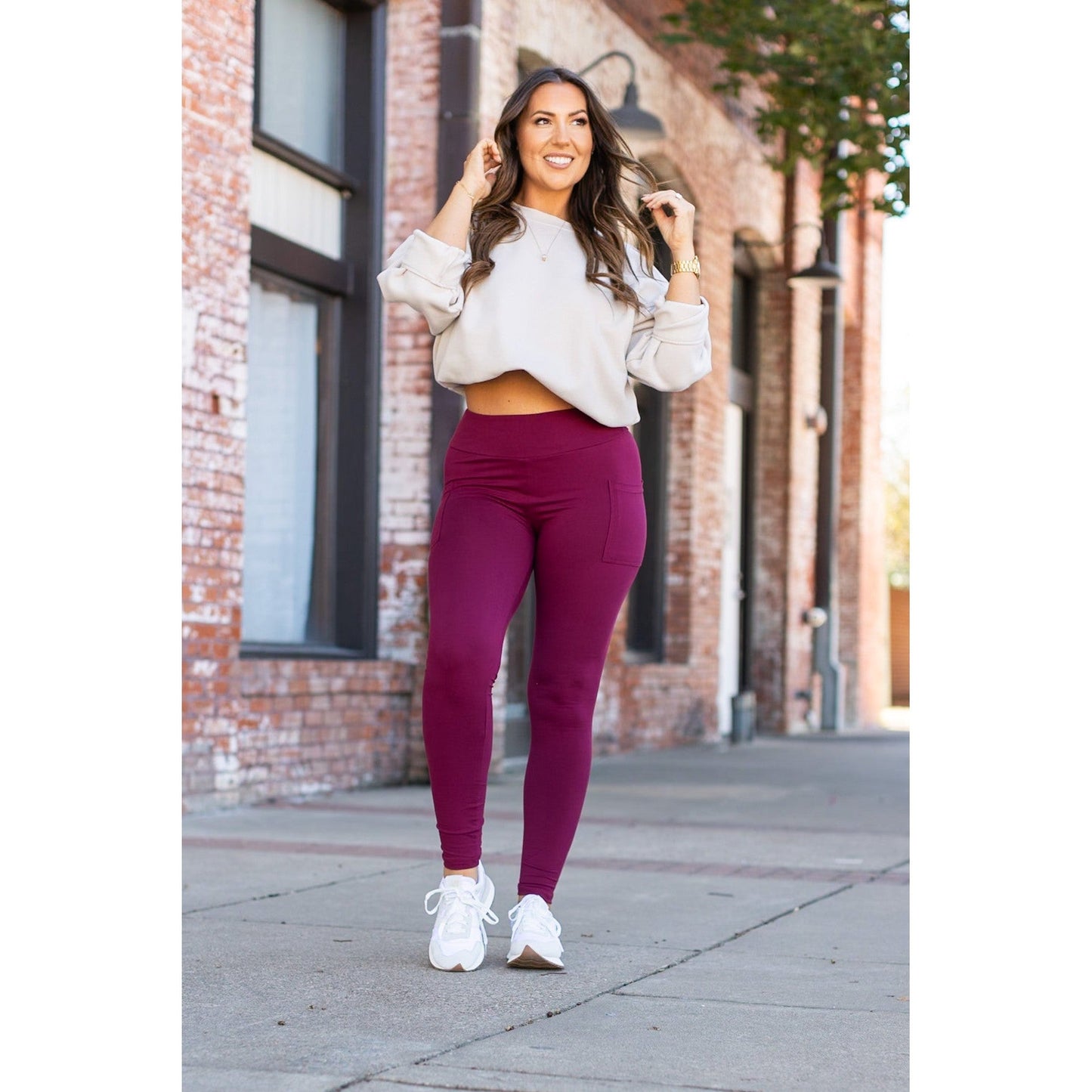 Maroon Full-Length + Pocket  - Luxe Leggings