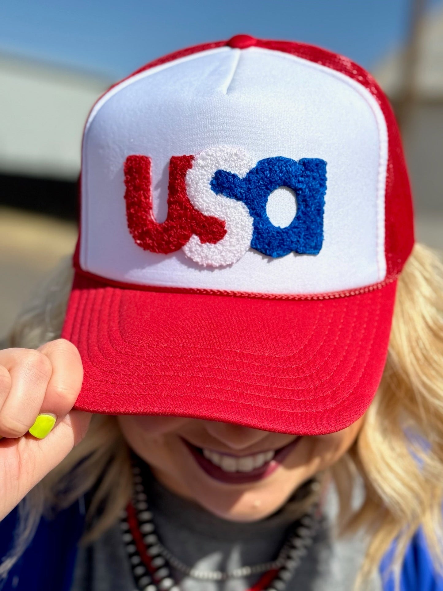 USA Chenille Patch Trucker Cap Hat