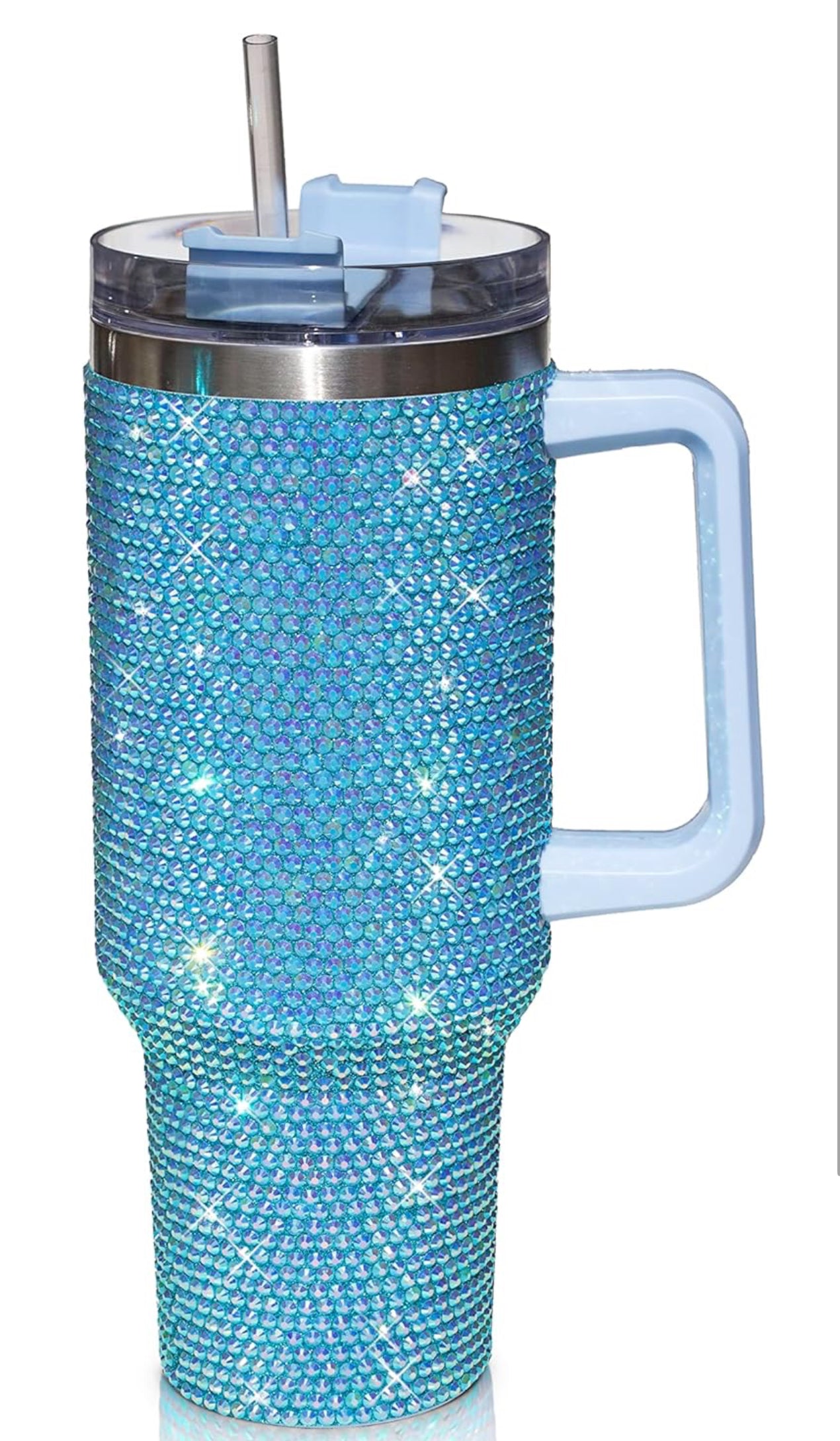 Rising Phoenix Glam Rhinestone Tumbler 40oz in Blue Topaz