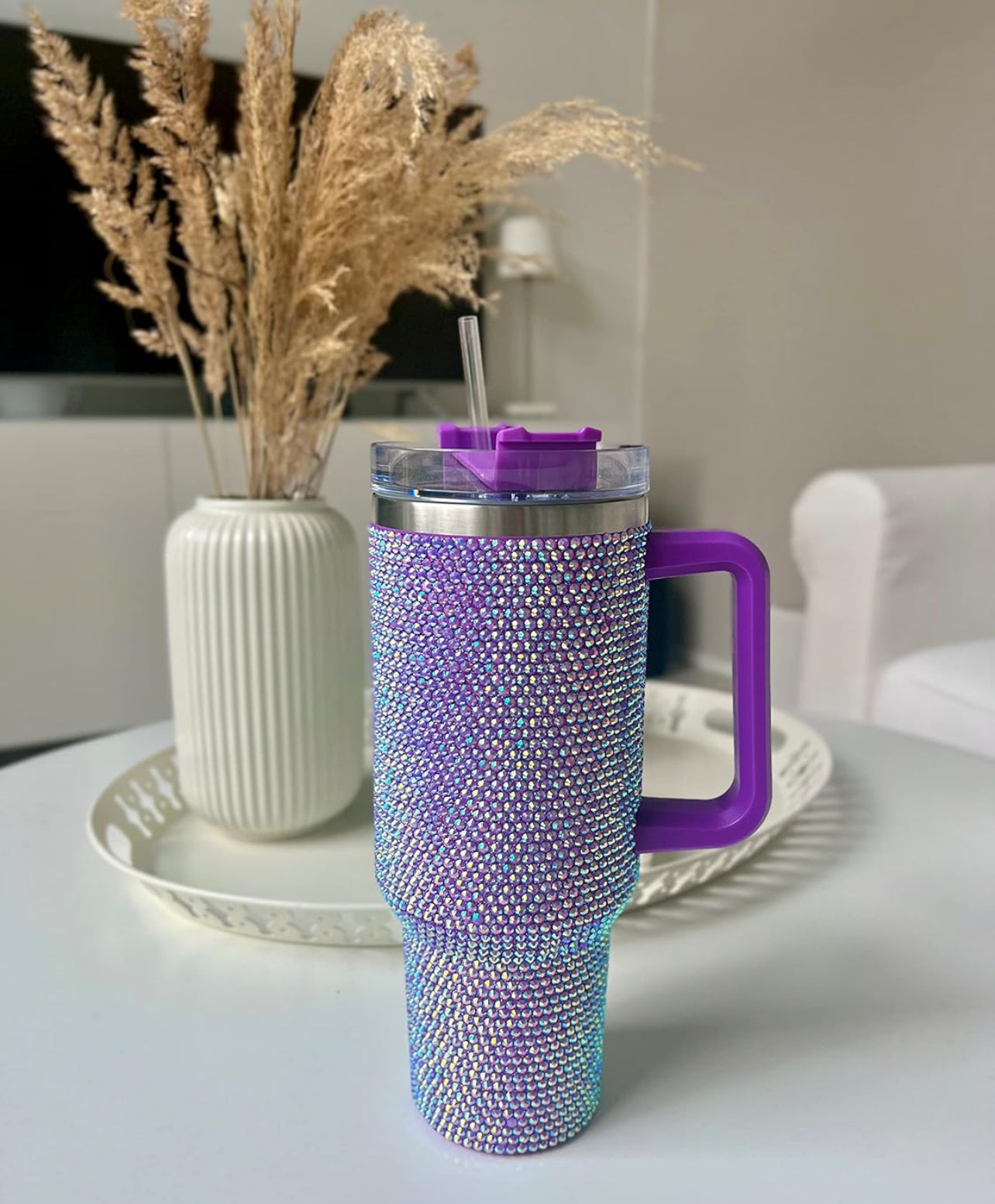 Rising Phoenix Glam Rhinestone Tumbler 40oz in Amethyst