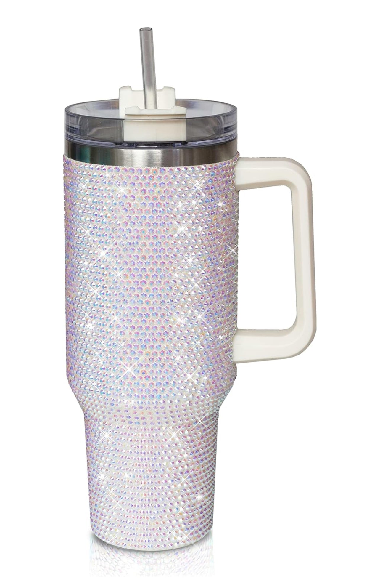 Rising Phoenix Glam Rhinestone Tumbler 40oz in Platinum