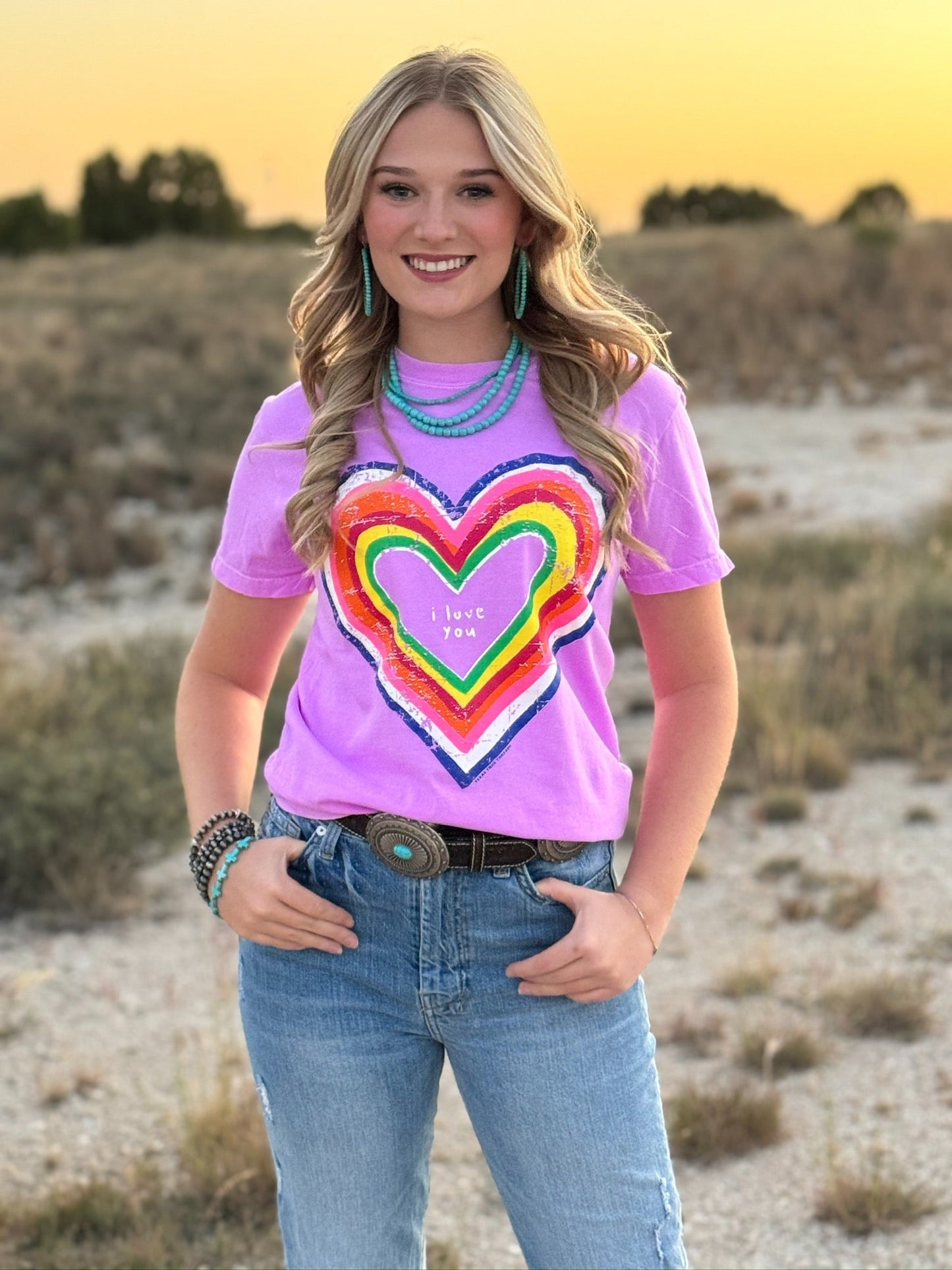 Rainbow Heart I Love You Graphic Tee