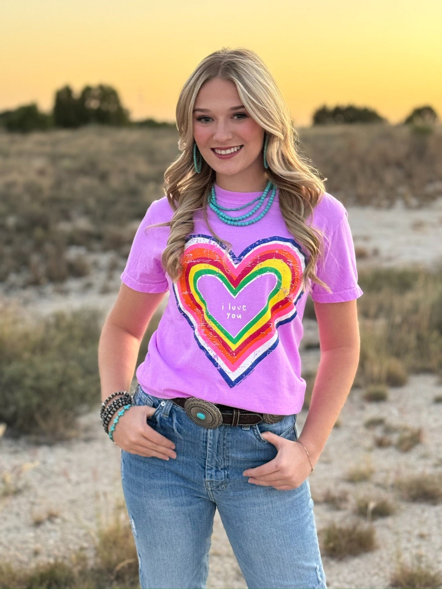 Rainbow Heart I Love You Graphic Tee