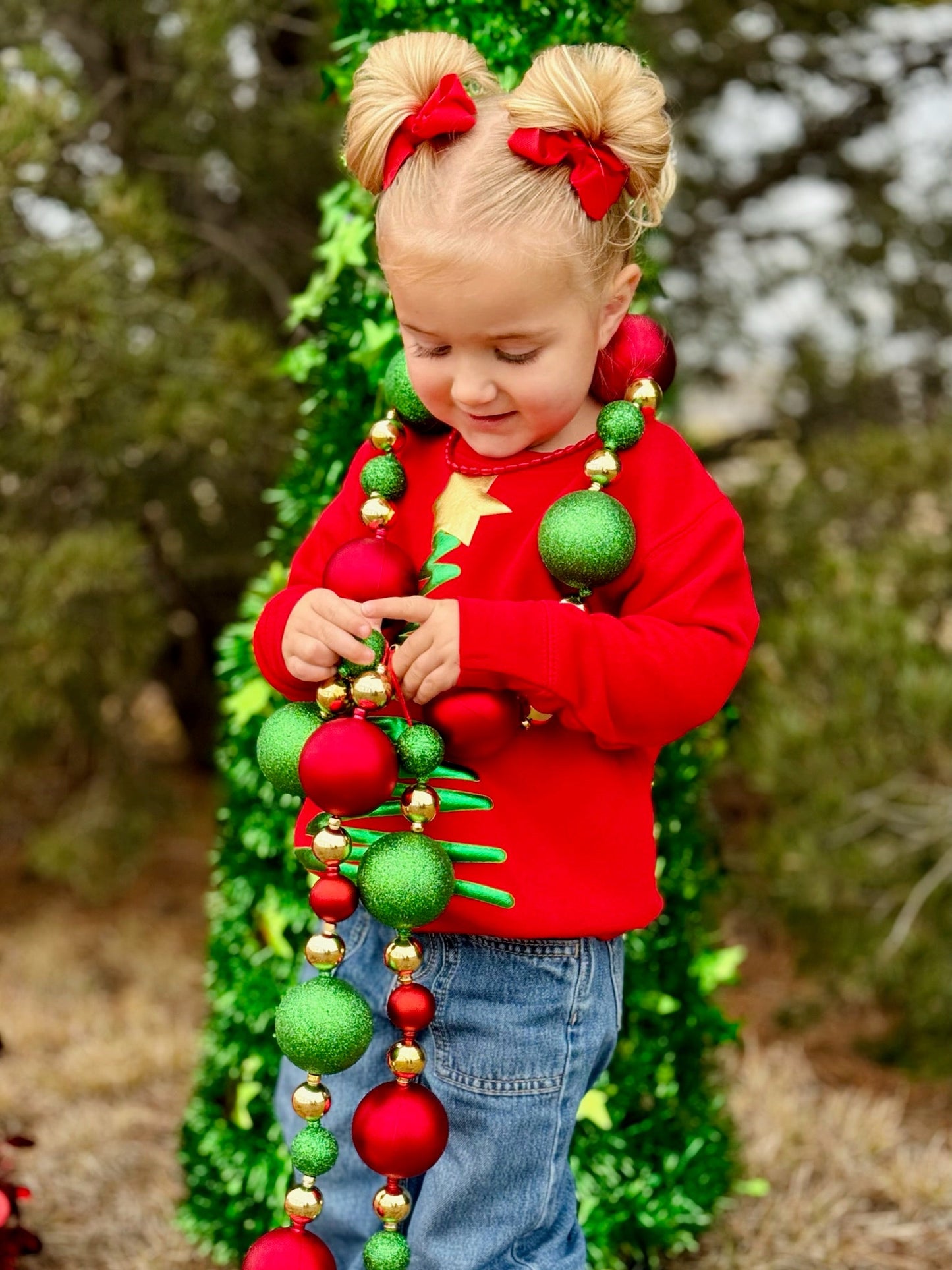 Puff Christmas Tree Graphic on Youth Sweatshirt