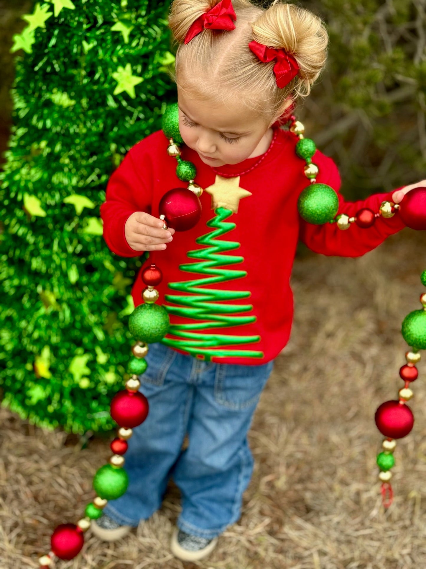 Puff Christmas Tree Graphic on Youth Sweatshirt