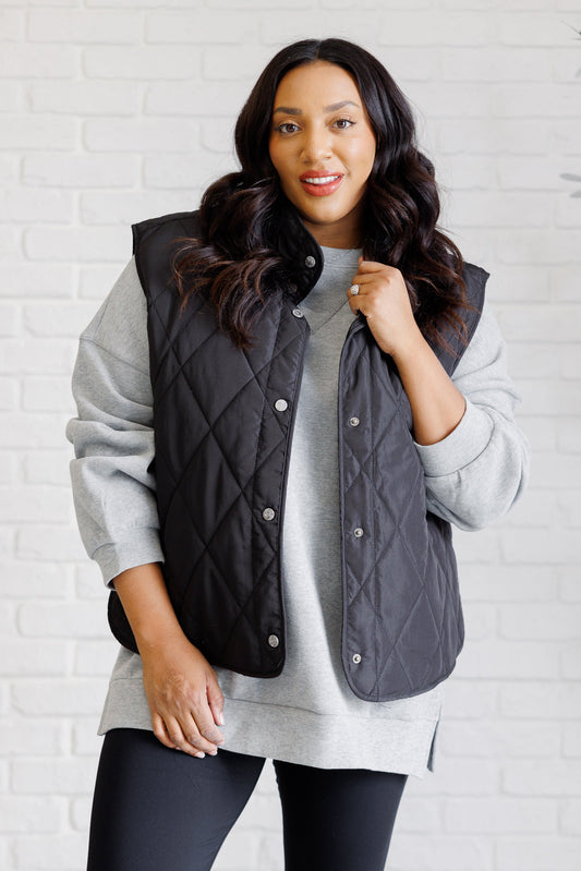 Haptics Layering Queen Quilted Puffer Vest in Black