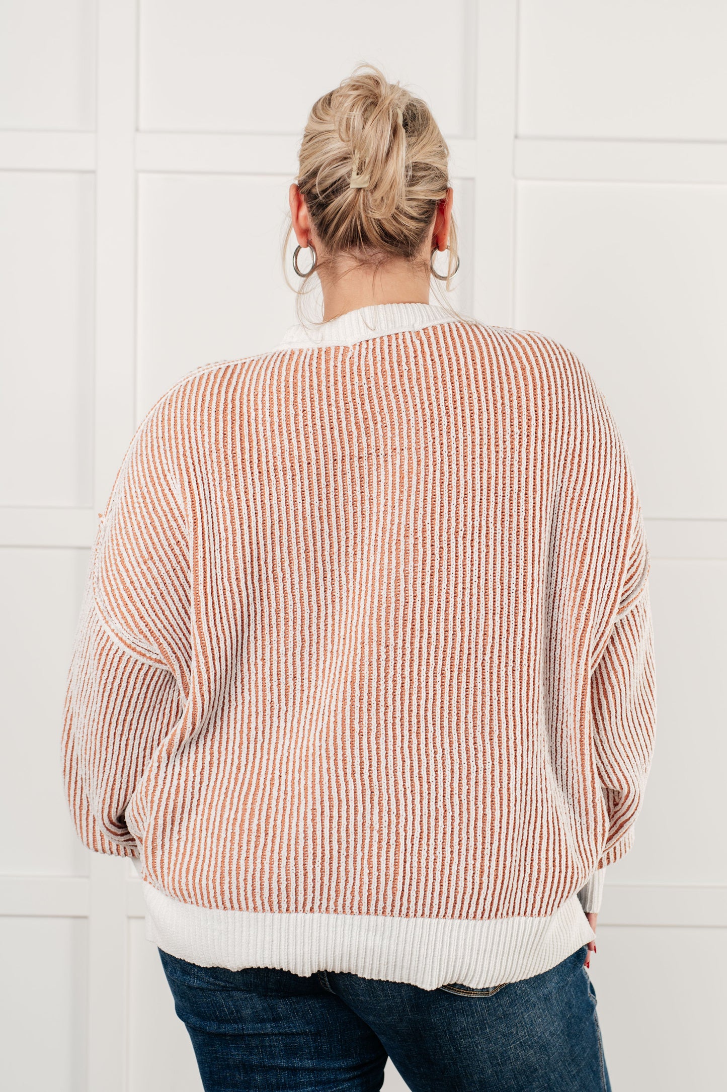 Least High Maintenance Contrast Trim Sweater in Nude