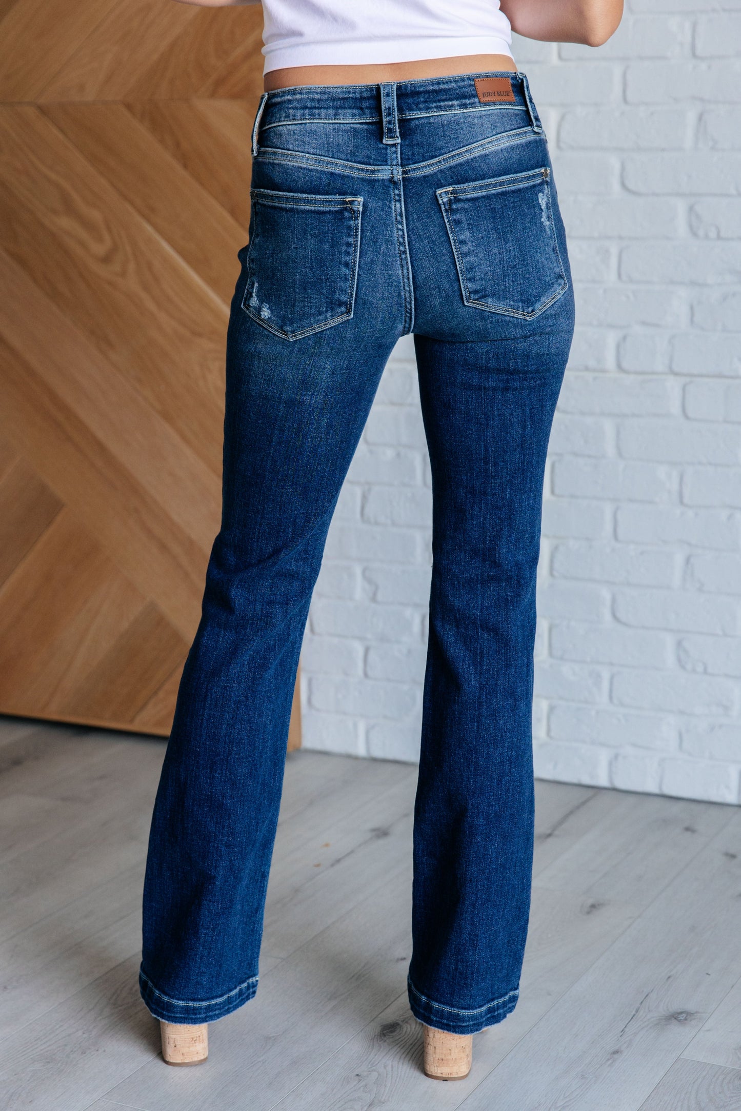 Judy Blue Mila Mid Rise Distressed Bootcut Denim Jeans