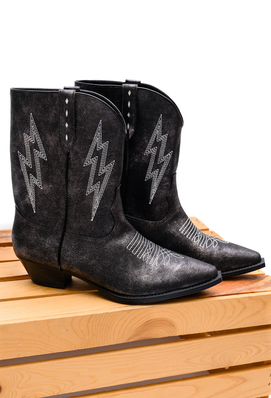 Bowie Metallic Boot in Black by Naughty Monkey