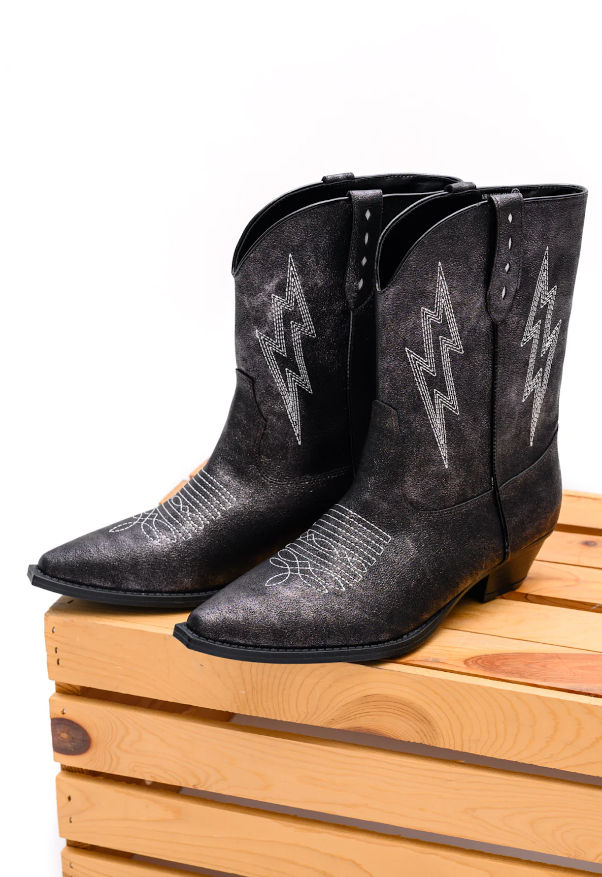 Bowie Metallic Boot in Black by Naughty Monkey