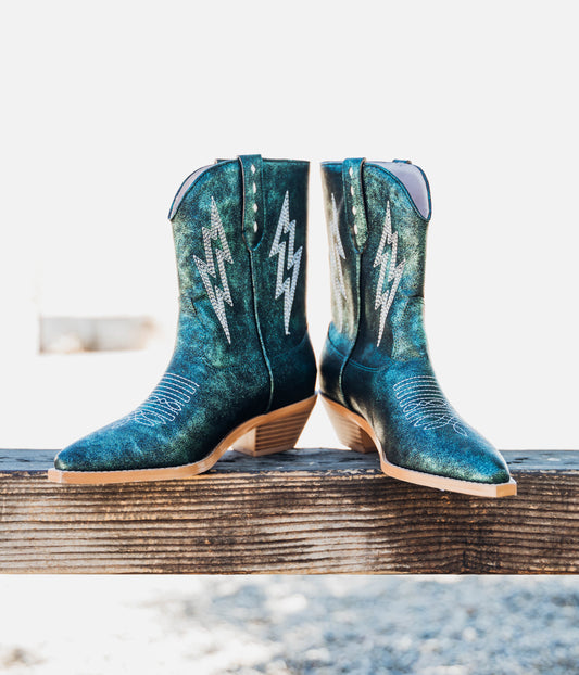 Bowie Metallic Boot in Teal by Naughty Monkey