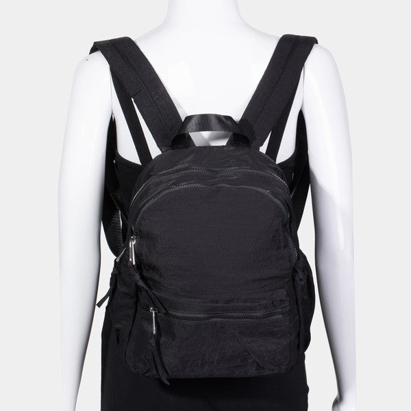 Fame Nylon Multi Pocket Backpack Bag - Silver Hardware & 4 color options!