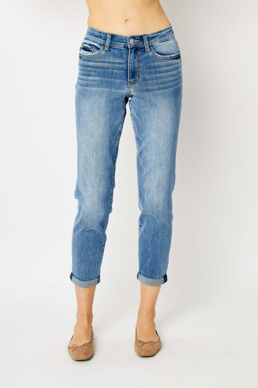 Judy Blue Cuffed Hem Slim Denim Jeans