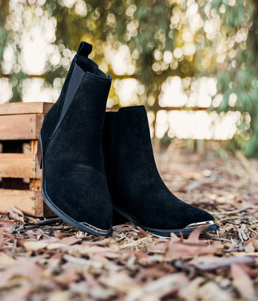 Wylie Suede Ankle Boot in Black by Naughty Monkey