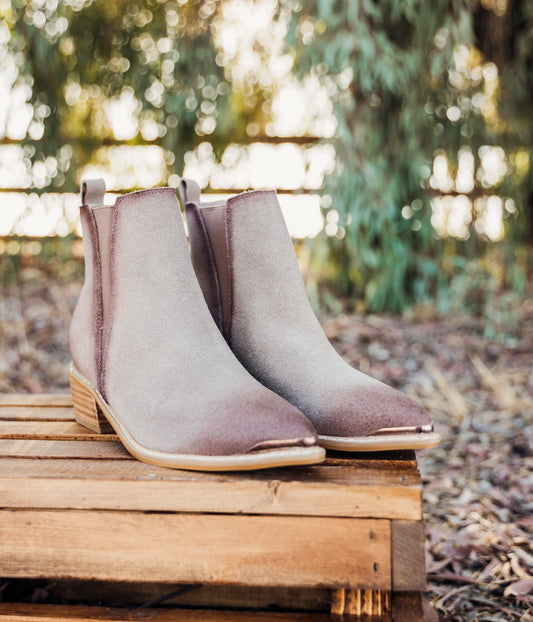 Wylie Suede Ankle Boot in Taupe by Naughty Monkey