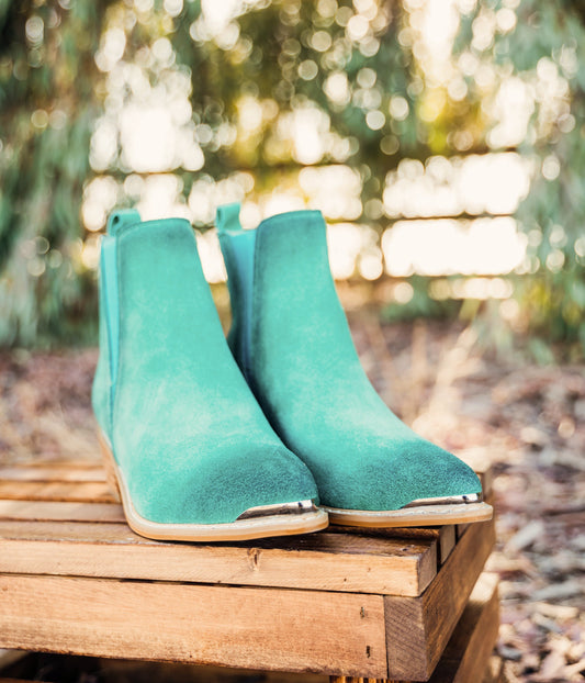 Wylie Suede Ankle Boot in Teal by Naughty Monkey