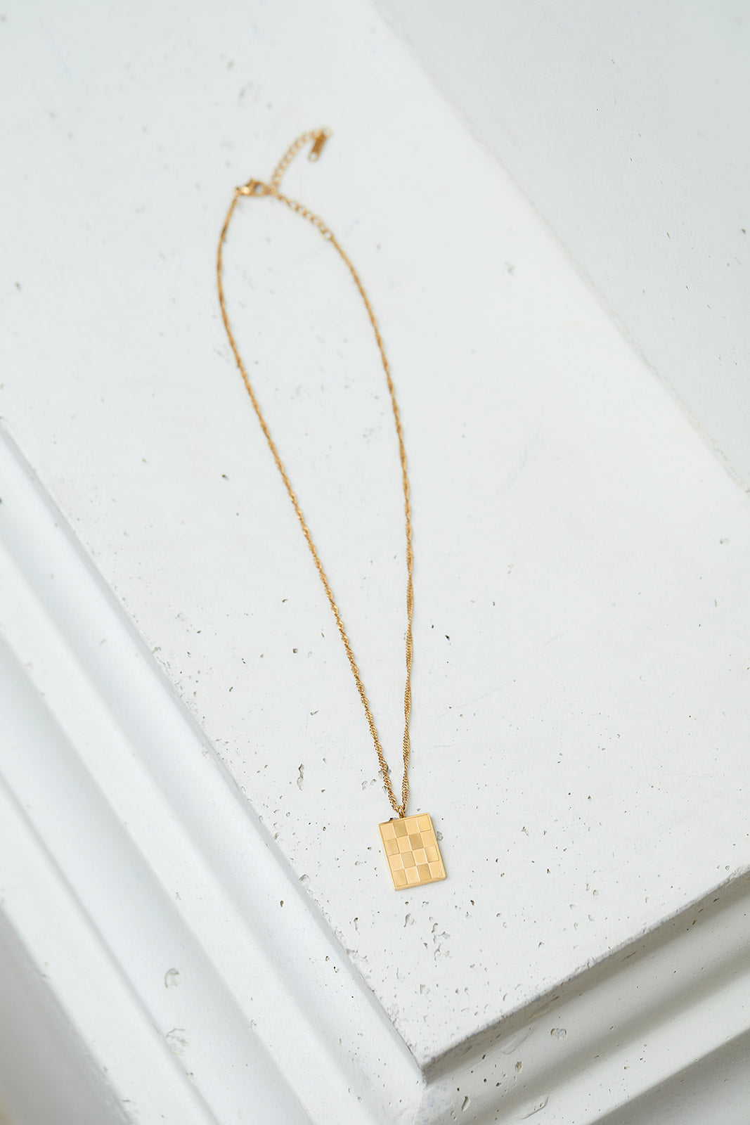 Waterproof Jewelry: Checkered Pendant Necklace