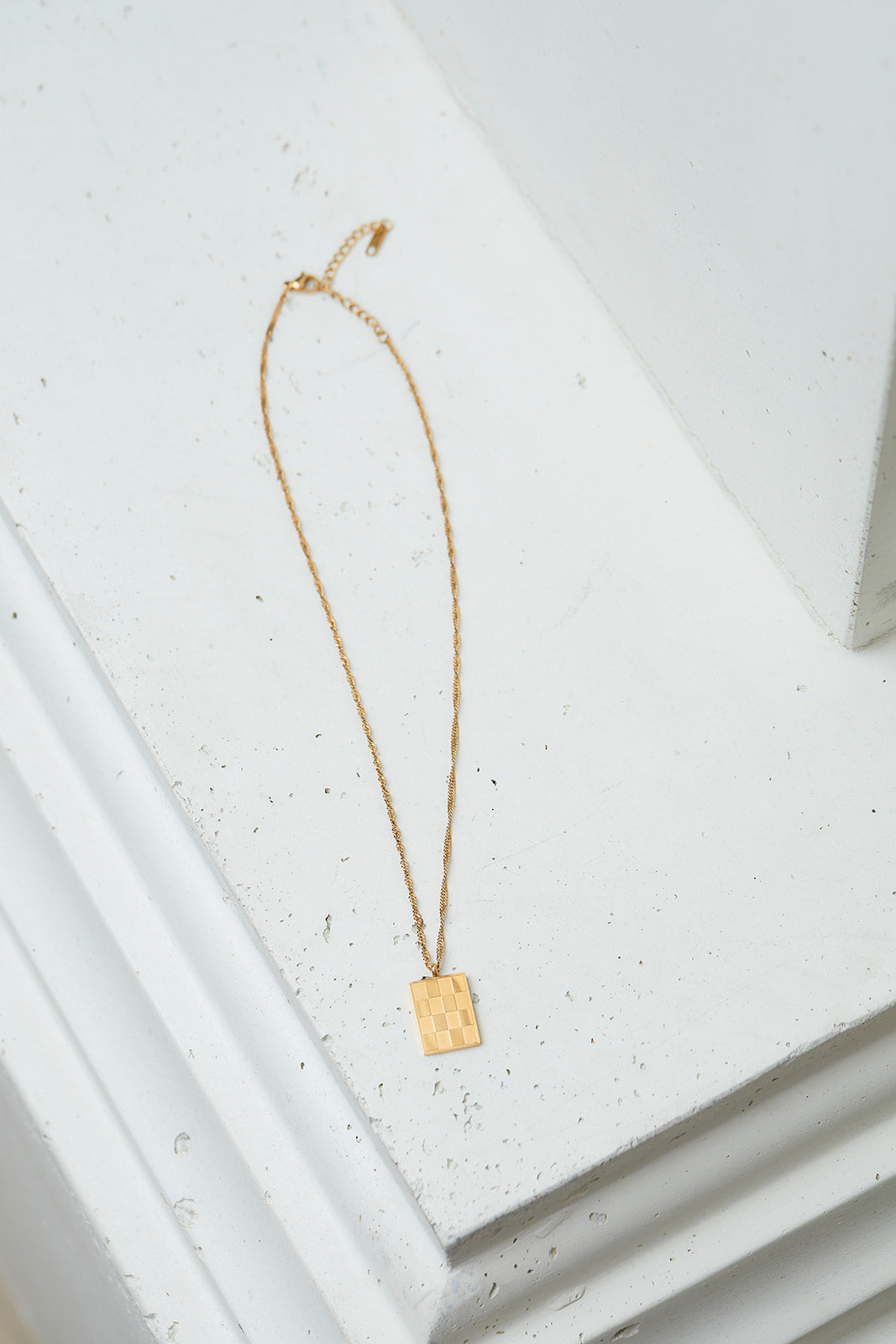 Waterproof Jewelry: Checkered Pendant Necklace