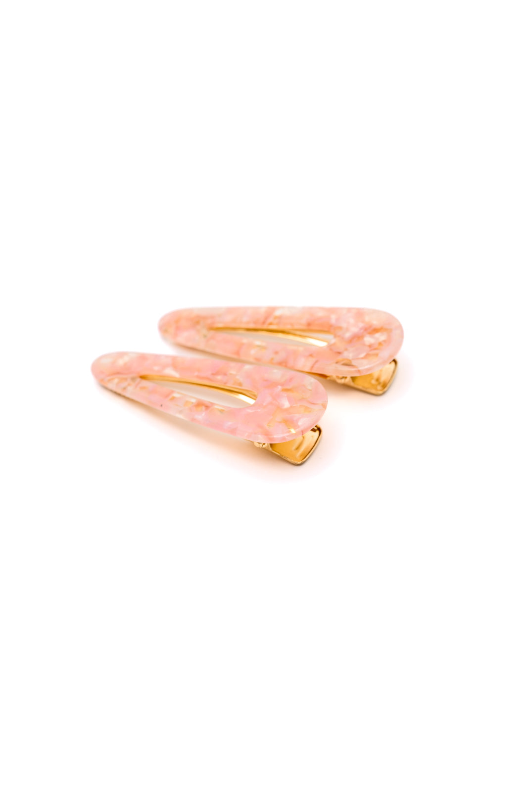 2 Pack of Teardrop Hair Clips in Pink Shell
