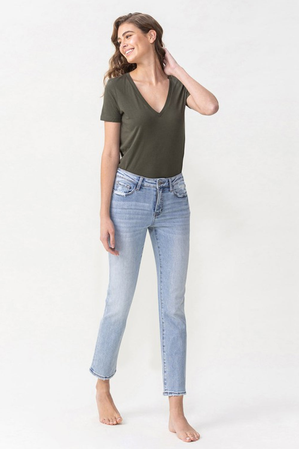 Lovervet by VERVET Full Size Andrea Midrise Crop Straight Jeans