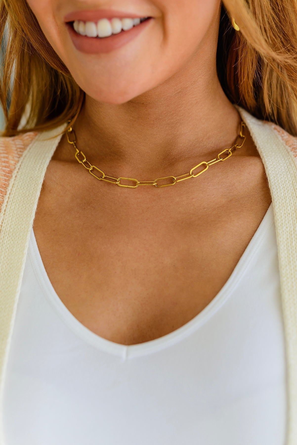 Waterproof Jewelry: Classic Paper Clip Chain Necklace