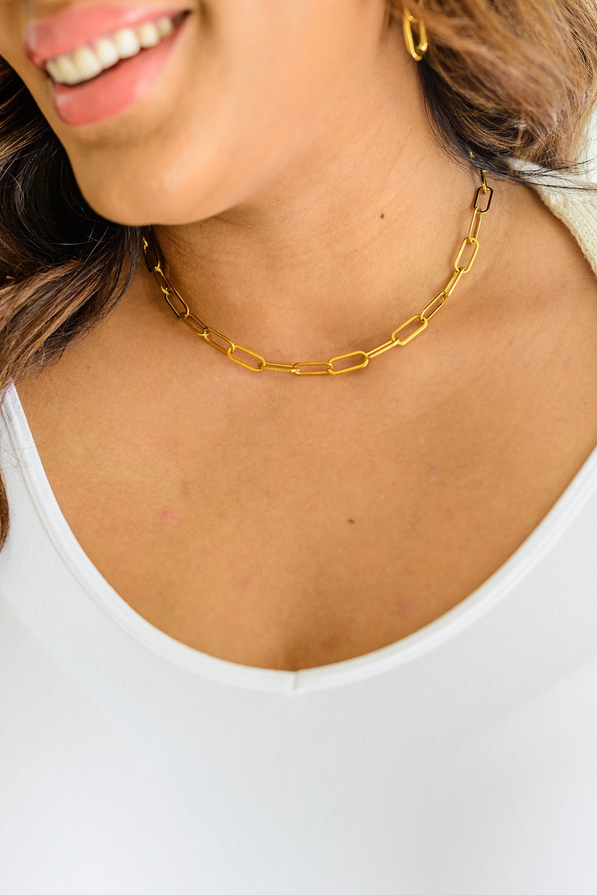 Waterproof Jewelry: Classic Paper Clip Chain Necklace