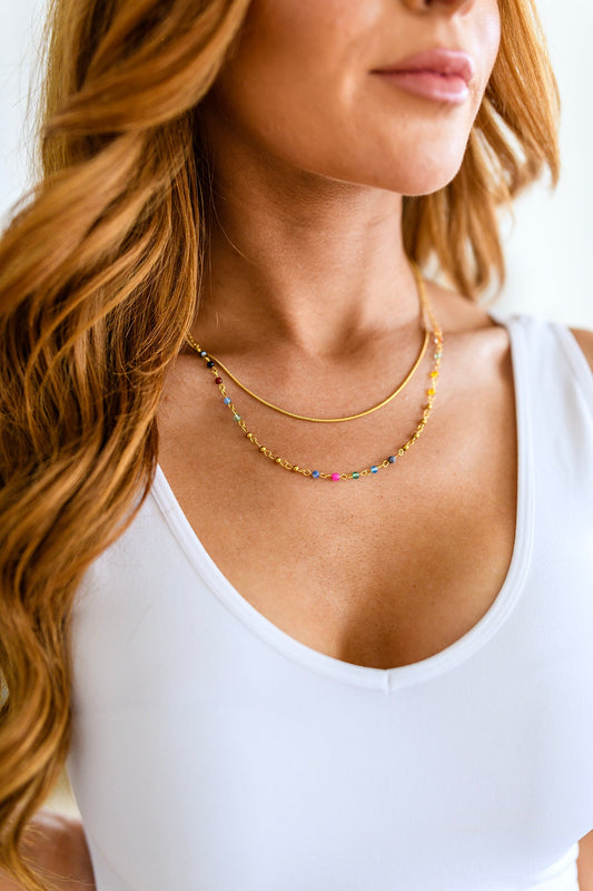 Waterproof Jewelry: Golden Kaleidoscope Layered Necklace