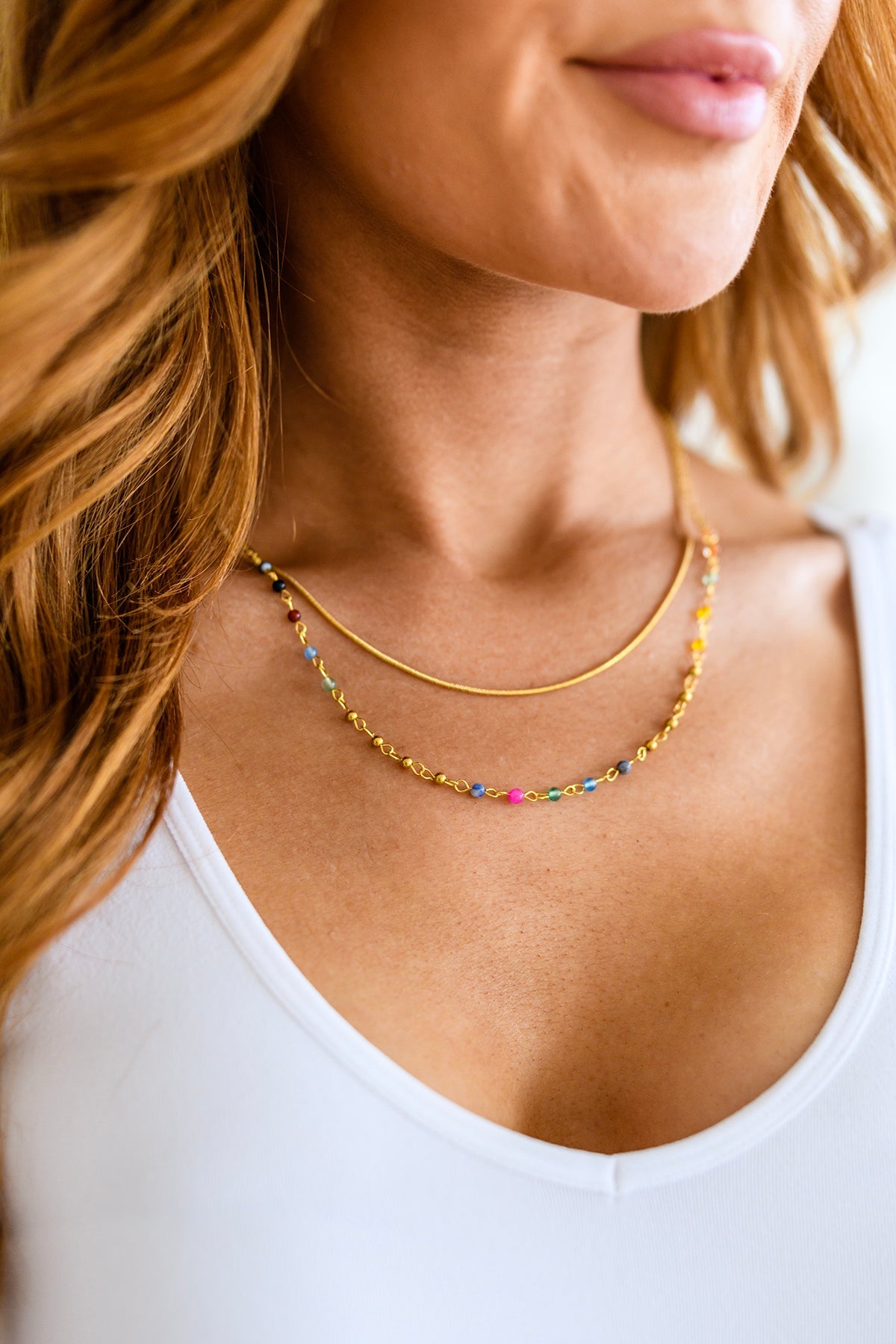 Waterproof Jewelry: Golden Kaleidoscope Layered Necklace