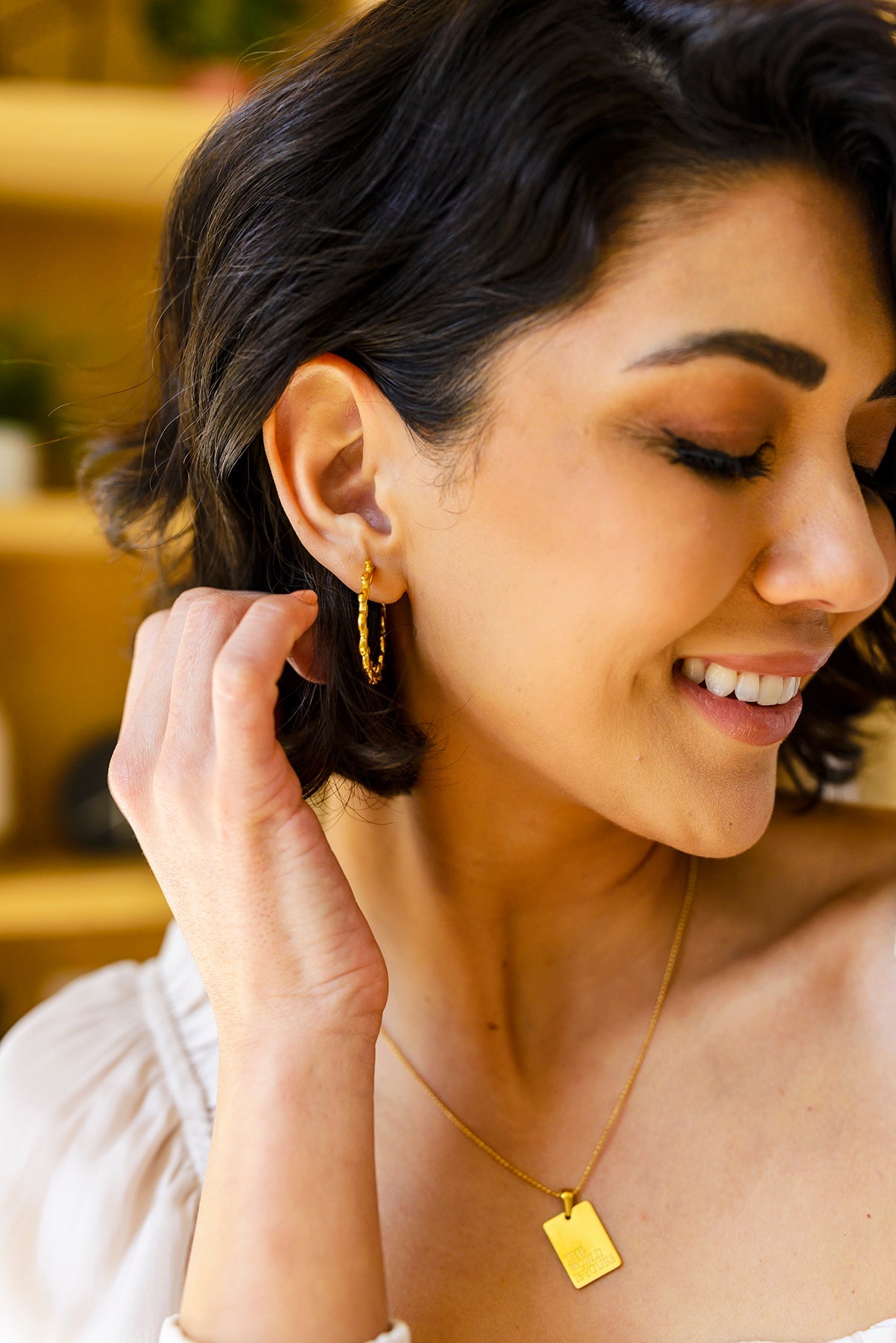 Waterproof Jewelry: Laurel Wreath Hoop Earrings