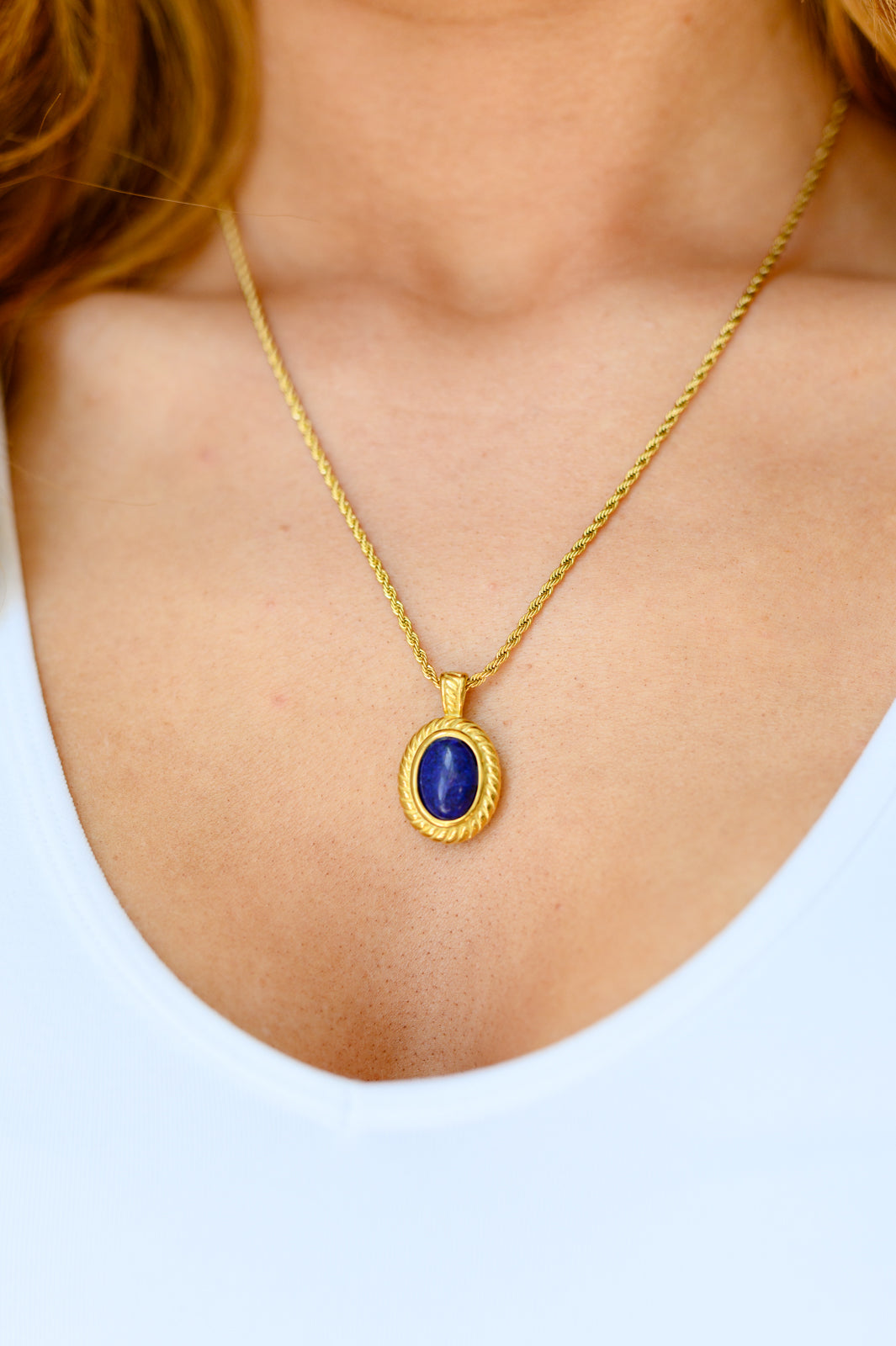 Waterproof Jewelry: Lovely Lapis Lazuli Pendent Necklace