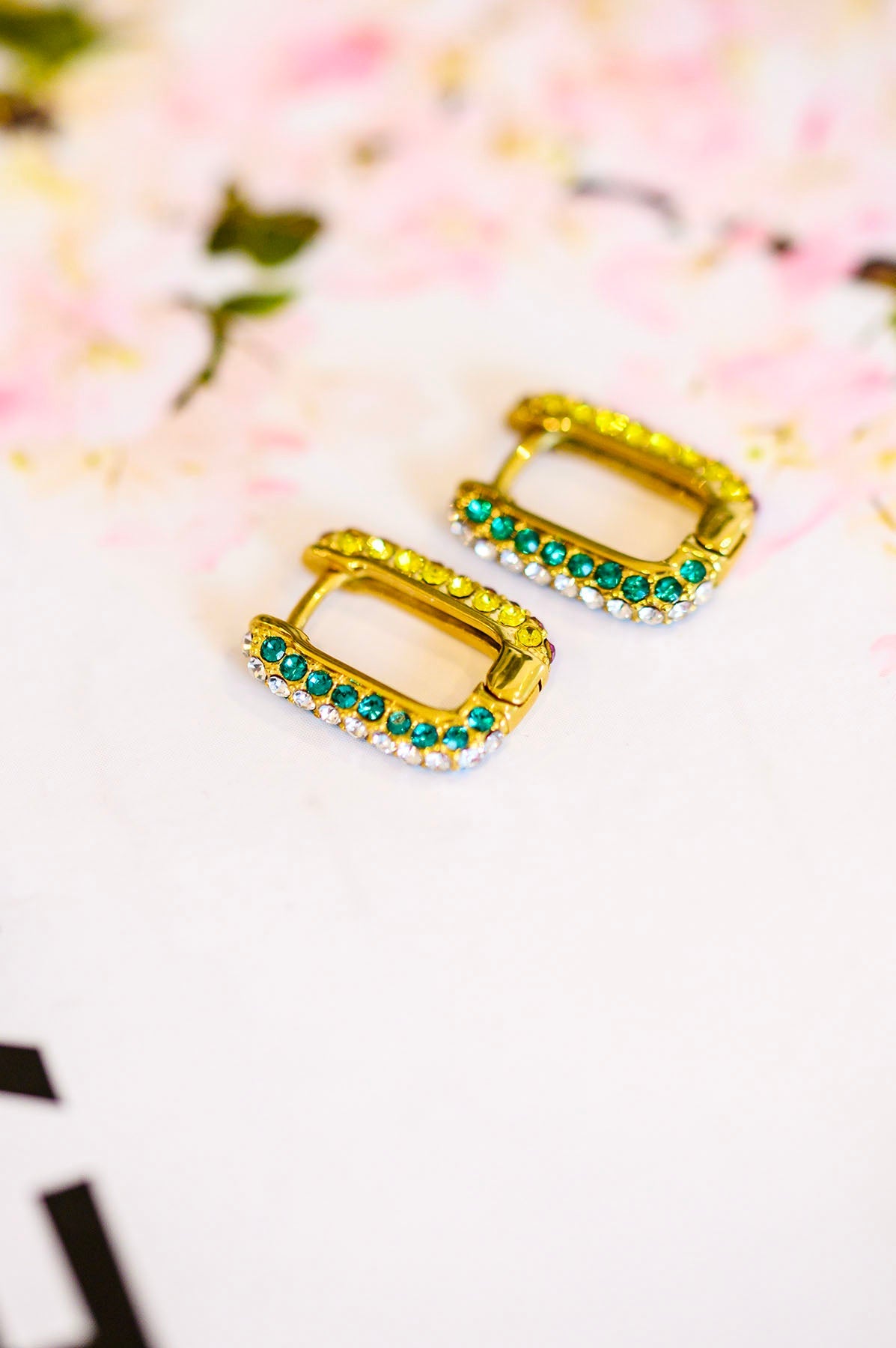 Waterproof Jewelry: Set in Stone Rainbow Huggie Earrings