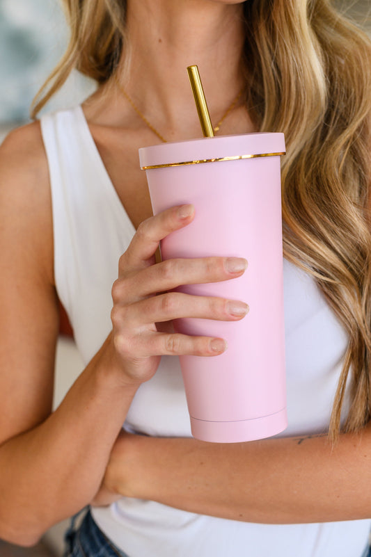 Total Eclipse Tumbler In Baby Pink + Gold