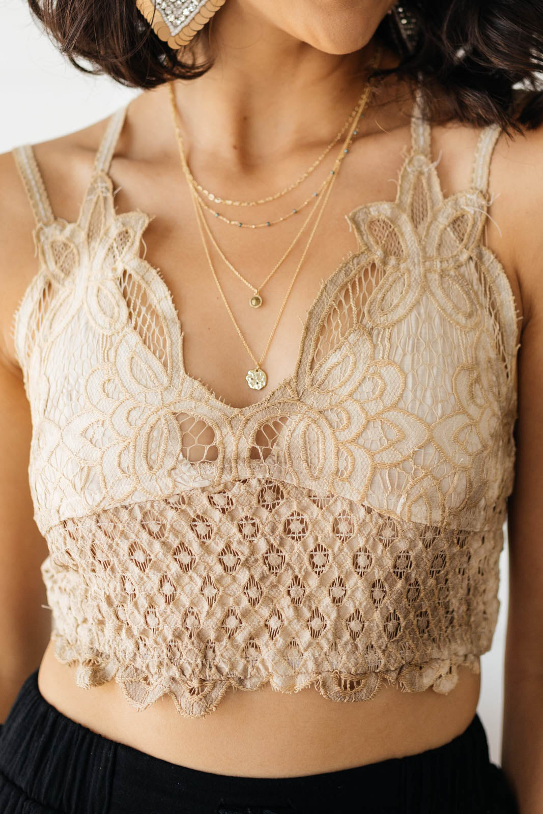 POL Live In Lace Bralette in Taupe