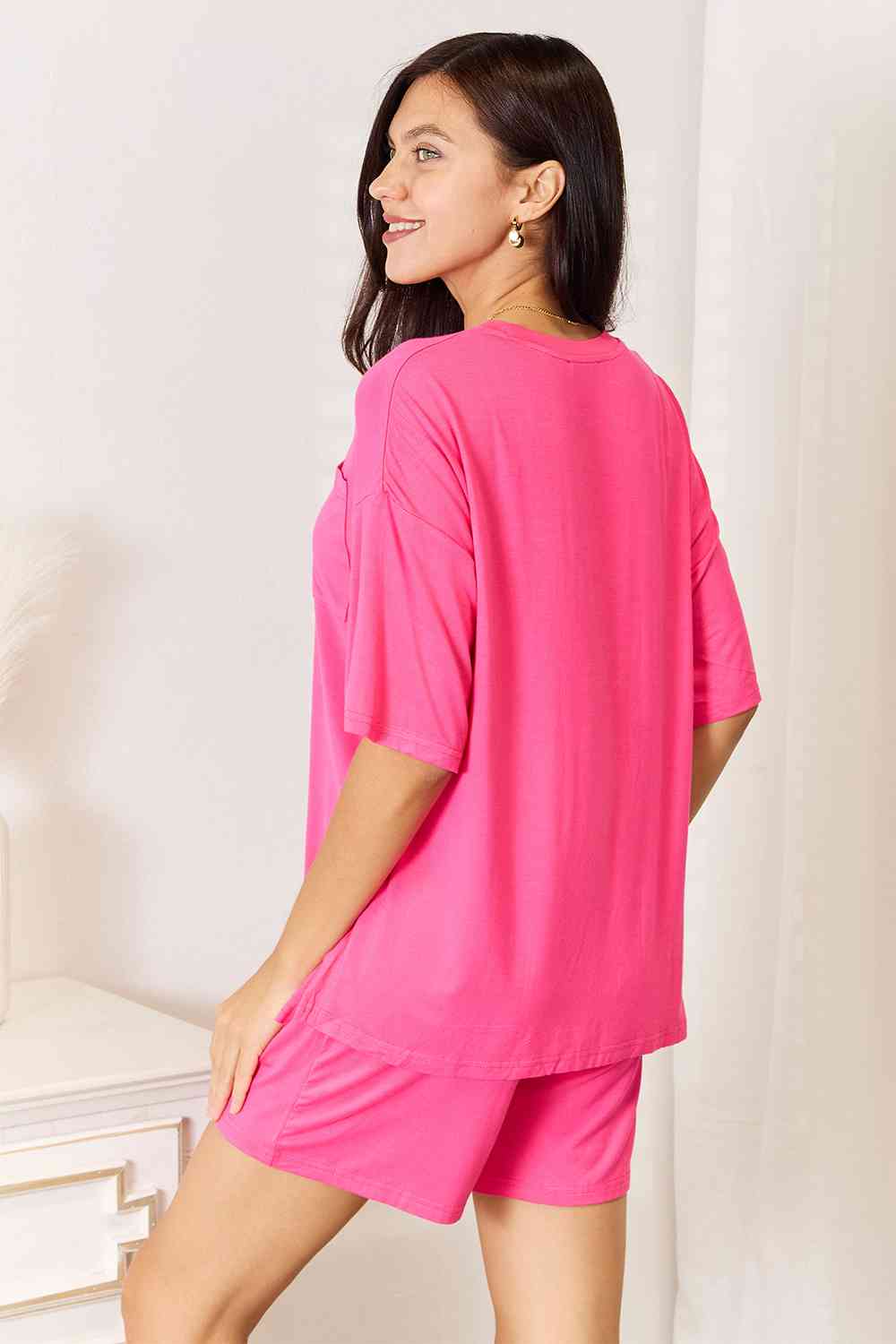 Basic Bae Full Size Soft Rayon Half Sleeve Top & Shorts Loungewear Set